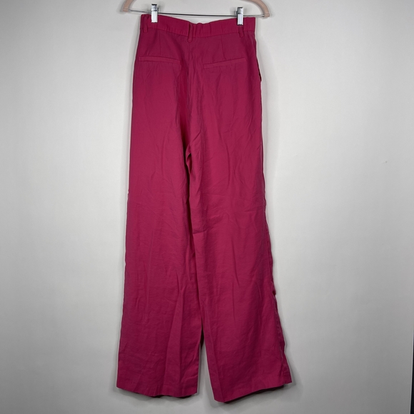 2/$30 ZARA High Waisted Wide Leg Pants Small Fuchsia Darted Full Length #7178 - Picture 10 of 15